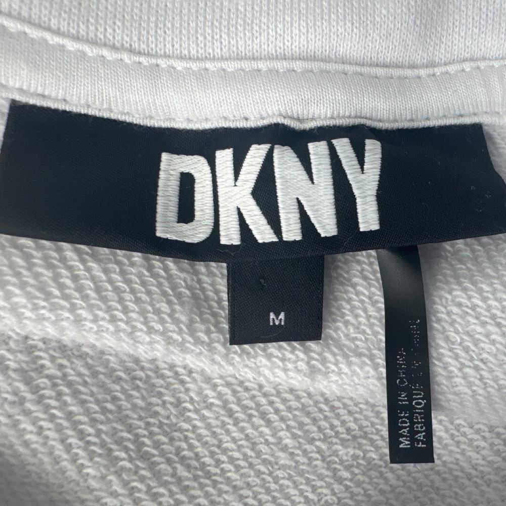 DKNY Hoodie Dress Womens Medium White Excellent Sport Logo Drawstring Waist - Picture 7 of 10